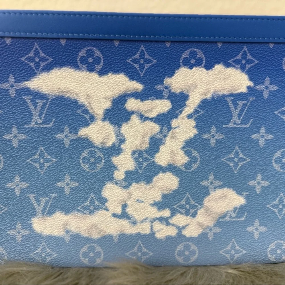 Louis Vuitton Virgil Abloh Blue Monogram Clouds Coated Canvas Pochette Voyage MM